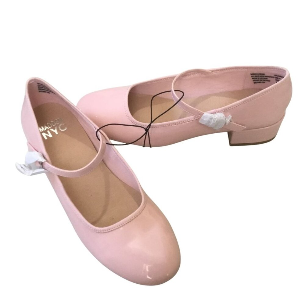 Madden NYC Baby Pink  Faux Patent Block Heel Mary Janes Feminine Preppy Shoes 9